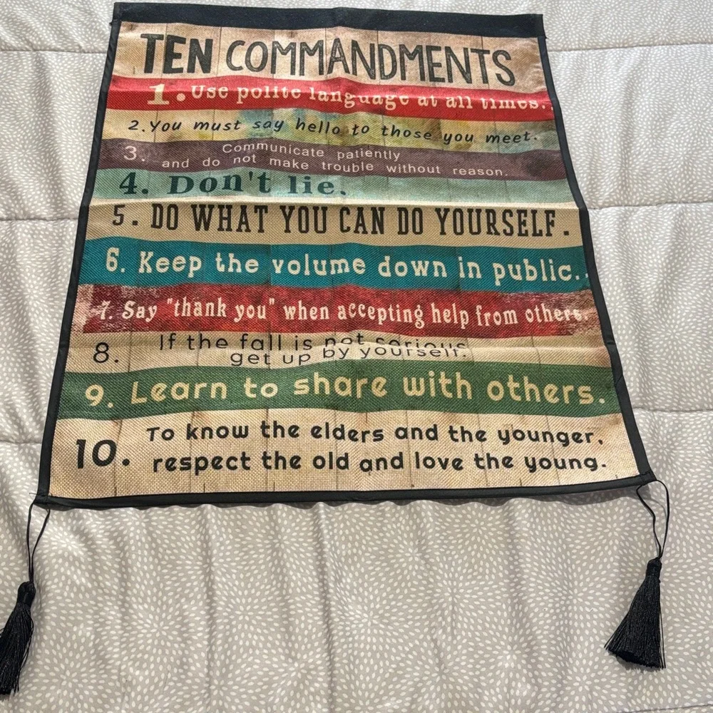 & Other Stories Ten Commandments Wall Art - Red, Teal, Turquoise, Beige, Brown